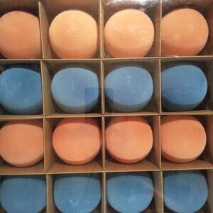 16‑PK Felt‑Wrapped Christmas Balls – 3" – Blue & Pink – Hard Shell w/ Hooks